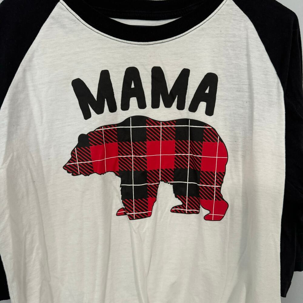 Unbranded Mama Bear Plaid Raglan Tee Shirt Size Large Baseball Tee - Picture 2 of 6